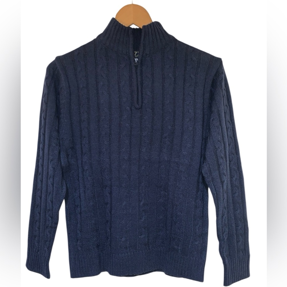 Sezzit Boy's 3/4 Zip Mock Neck Knit Sweater Blue Size (L - 14/16)